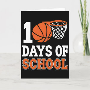 Cute 100 Days School Basketball Kids Teacher Theme Card