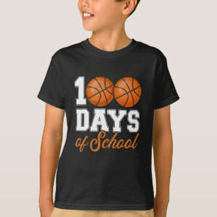 Cute 100 Days School Basketball Kids Teacher Theme T-Shirt