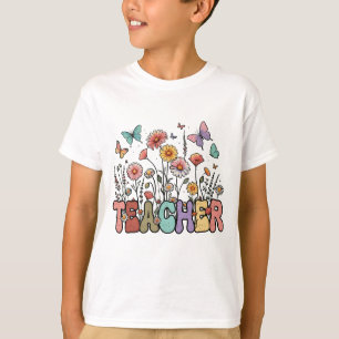 Cute 100 Days School Floral Butterflies Kids T-Shirt