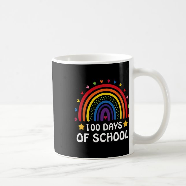 Cute 100th Day Of School 100 Days Leopard Rainbow  Coffee Mug (Right)