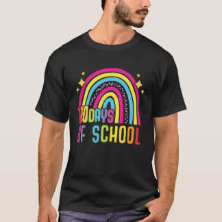 Cute 100th Day Of School 100 Days Leopard Rainbow  T-Shirt
