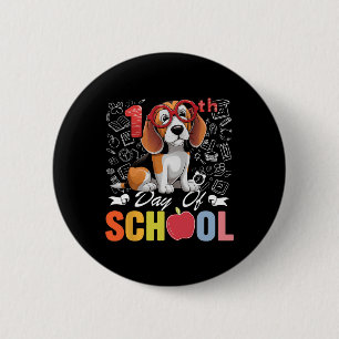 Cute 100th Day Of School Beagle Dog Gles 100 Days 6 Cm Round Badge