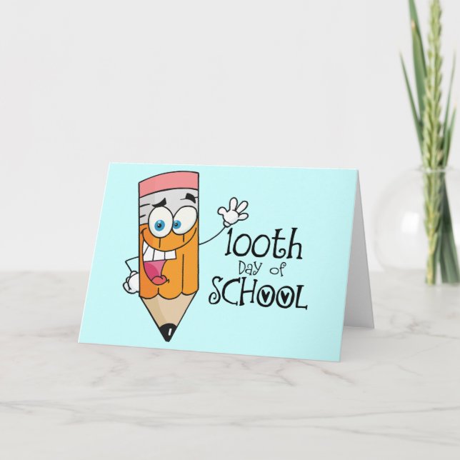 Cute 100th Day Of School Cartoon Gift Card (Front)