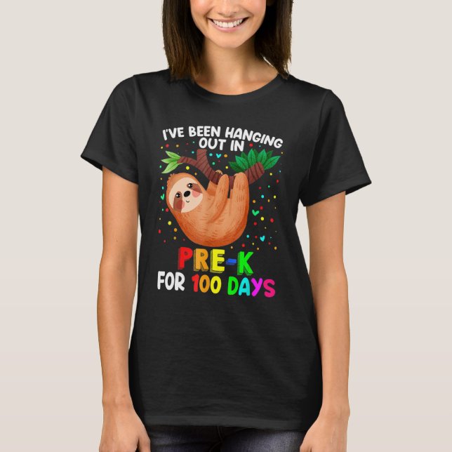 Cute 100th Day of School Sloth Pre-k 100 Days Scho T-Shirt (Front)