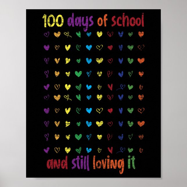 Cute 100th Day Student Girls Kids Gift 100 Days Of Poster (Front)