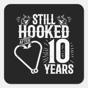 Cute 10th Anniversary Couples Married 10 Years Square Sticker