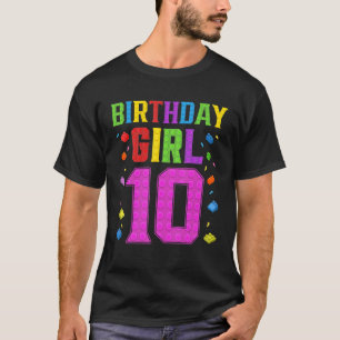 Cute 10th Birthday 10 Years Old Block Building Gi T-Shirt