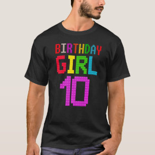 Cute 10th Birthday  10 Years Old Block Building Gi T-Shirt