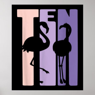 Cute 10th Birthday Gift I Flamingo I 10 Year Old Poster