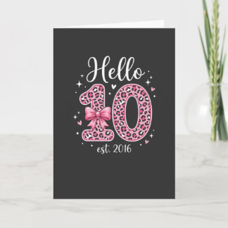 Cute 10th Birthday Girl Hello 10 est 2016 Tee Card