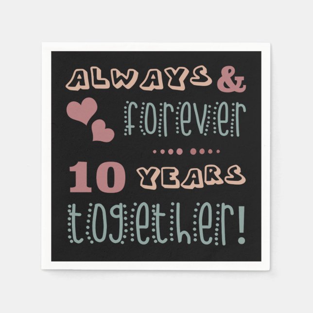 Cute 10th Wedding Anniversary Napkin (Front)