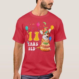Cute 11 Years Old Corgi Dog Lover 11th Birthday Pa T-Shirt