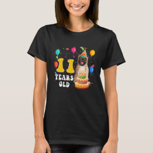 Cute 11 Years Old Pug Dog 11th Birthday Party Gir T-Shirt