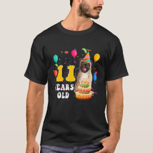 Cute 11 Years Old Pug Dog 11th Birthday Party Girl T-Shirt