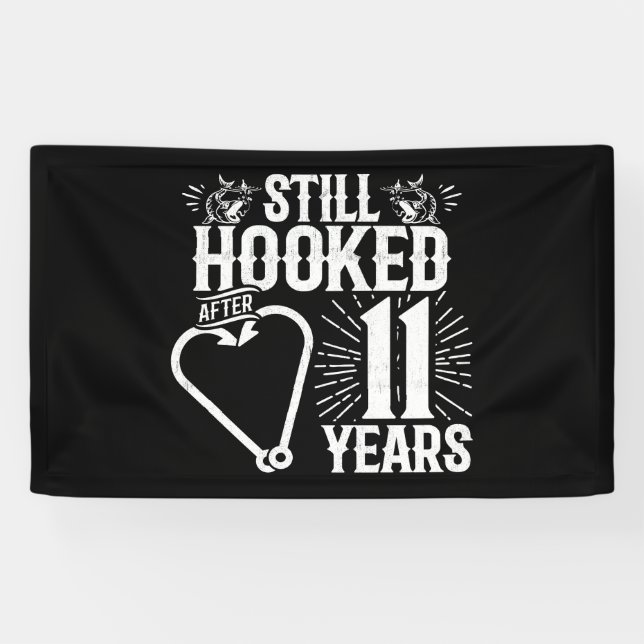Cute 11th Anniversary Couples Married 11 Years Banner (Horizontal)