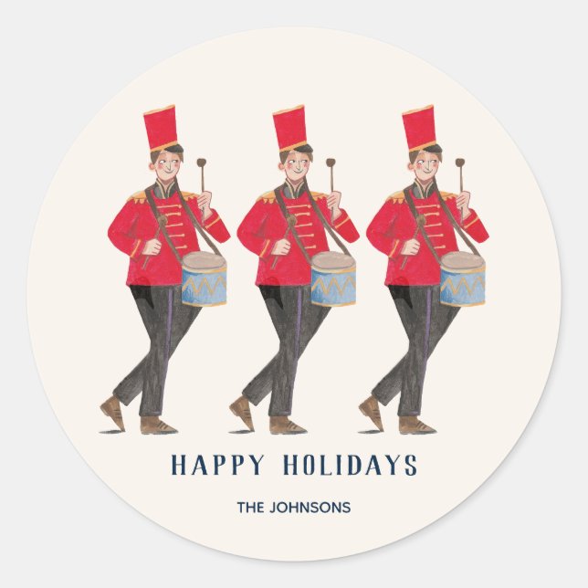 Cute 12 Days of Christmas Classic Illustration Classic Round Sticker (Front)