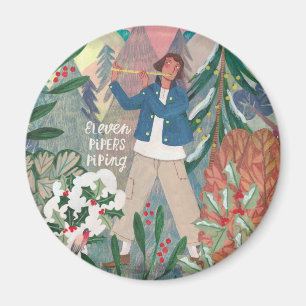 Cute 12 days of Christmas eleven Pipers Piping Magnet