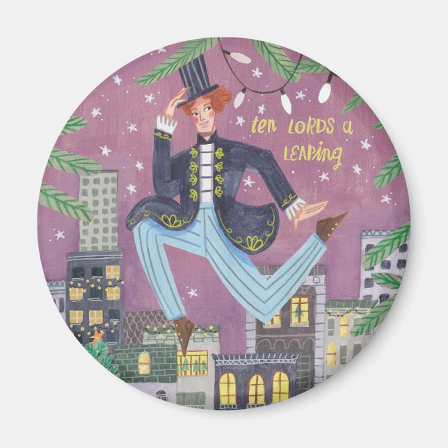 Cute 12 days of Christmas ten lords a leaping Magnet (Front)