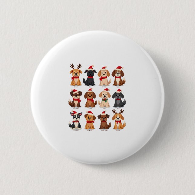 Cute 12 Dogs Xmas Funny Dog Lovers Christmas Dog M 6 Cm Round Badge (Front)