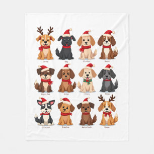 Cute 12 Dogs Xmas Funny Dog Lovers Christmas Dog M Fleece Blanket