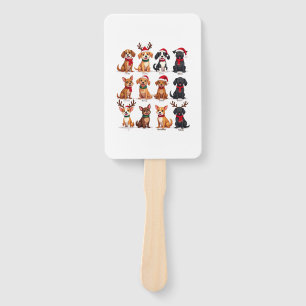 Cute 12 Dogs Xmas Funny Dog Lovers Christmas Dog M Hand Fan