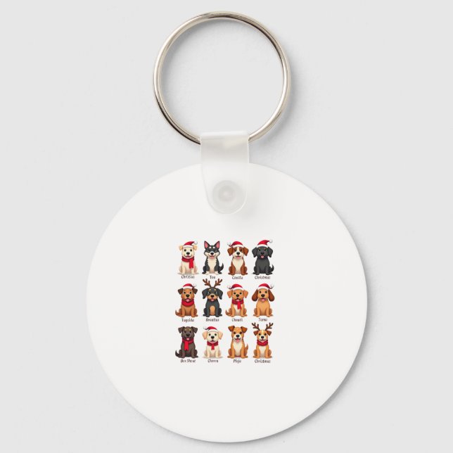 Cute 12 Dogs Xmas Funny Dog Lovers Christmas Dog M Key Ring (Front)