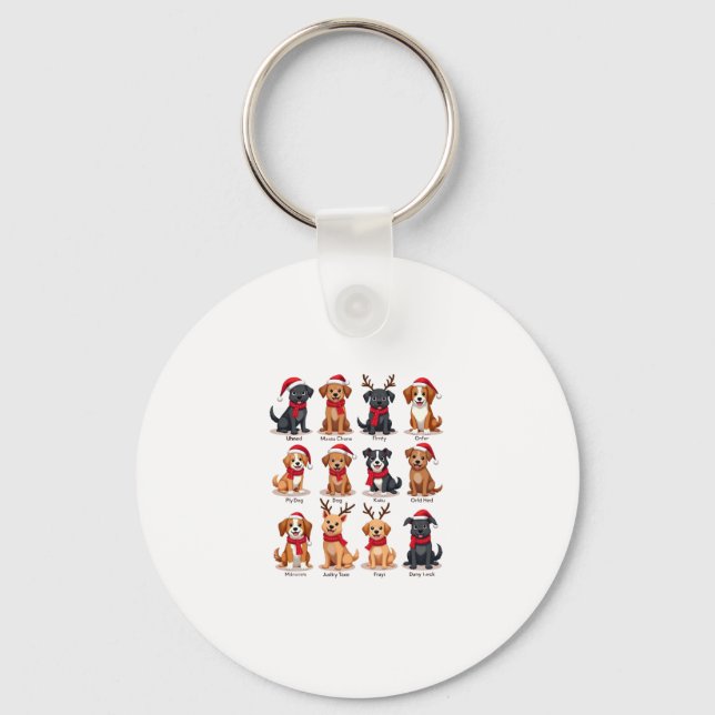 Cute 12 Dogs Xmas Funny Dog Lovers Christmas Dog M Key Ring (Front)