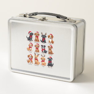 Cute 12 Dogs Xmas Funny Dog Lovers Christmas Dog M Metal Lunch Box