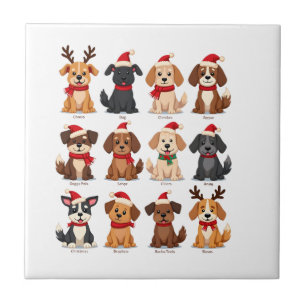 Cute 12 Dogs Xmas Funny Dog Lovers Christmas Dog M Tile