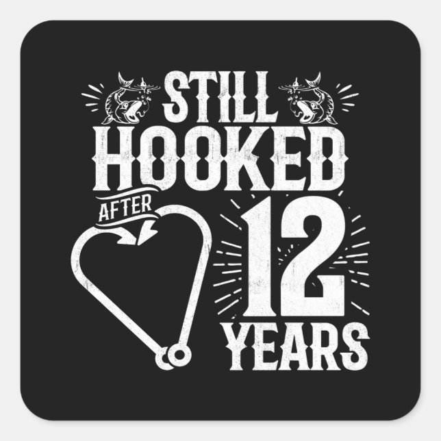Cute 12th Anniversary Couples Married 12 Years Square Sticker (Front)