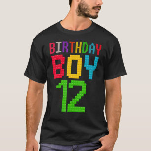 Cute 12th Birthday Gift 12 Years Old Block Buildin T-Shirt