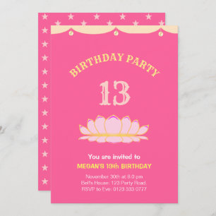 Cute 13th Birthday Party Invitation
