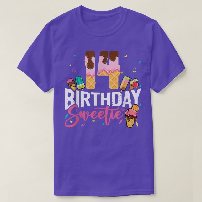 Cute 14th Birthday Ice Cream 14 Year Old Birthday  T-Shirt (Design Front)