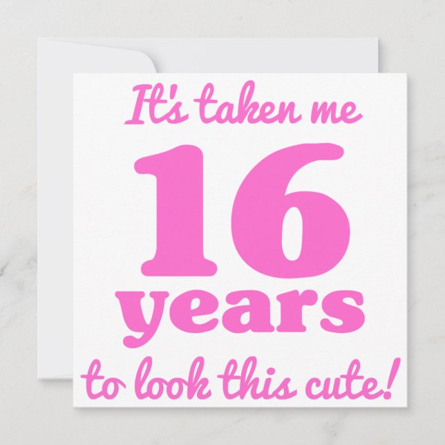 Cute 16th Birthday For Women Card (Front)