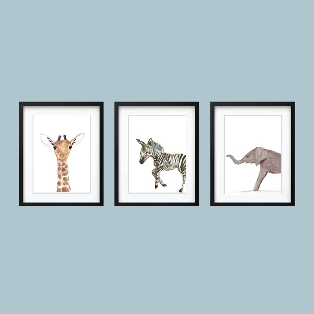 Cute 16x20 Safari Jungle Animal Watercolor Nursery (Creator Uploaded)