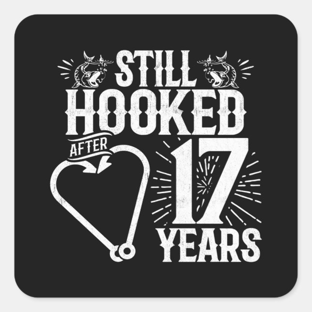 Cute 17th Anniversary Couples Married 17 Years Square Sticker (Front)