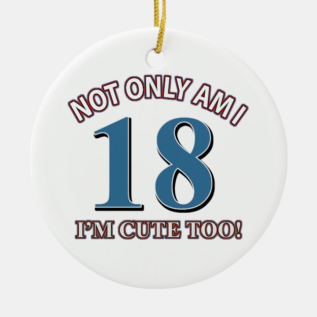 cute 18 year old design ceramic tree decoration (Front)