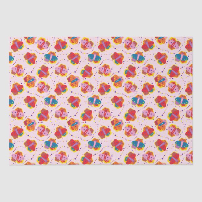 Cute 1960s-style butterflies tissue paper (Front)
