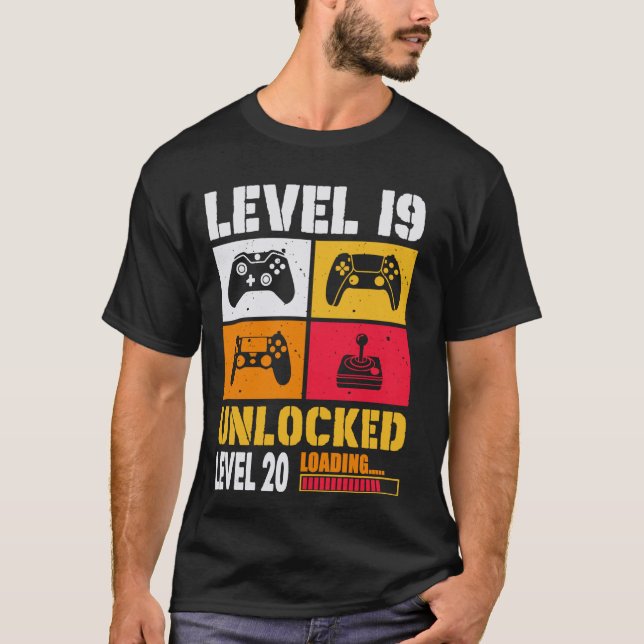 Cute 19th Video Games Birthday Level 19 Unlocked F T-Shirt (Front)