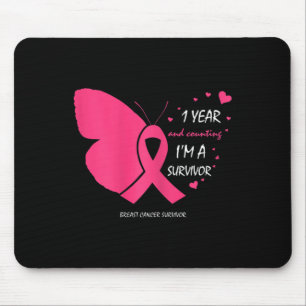 Cute 1 Year Breast Cancer Free Pink Survivor Gifts Mouse Mat