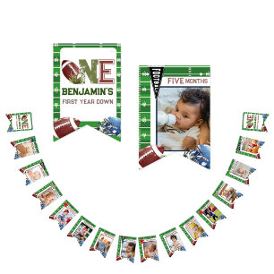 Cute 1st Birthday 12 Month Photo Milestone boy Bunting