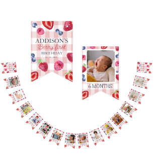 Cute 1st Birthday 12 Month Photo Milestone Bunting