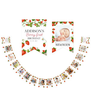 Cute 1st Birthday 12 Month Photo Milestone  Bunting