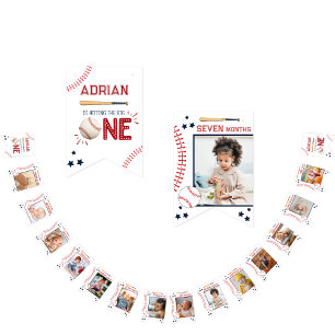 Cute 1st Birthday 12 Month Photo Milestone Bunting