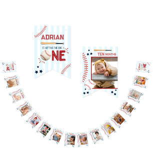 Cute 1st Birthday 12 Month Photo Milestone Bunting Bunting