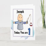 Cute 1st Birthday Card for Little Boy<br><div class="desc">Wish that precious baby boy a fun 1st birthday with this card that you can personalise</div>