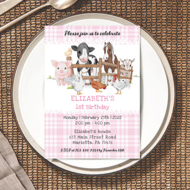 Cute 1st Birthday Farm Animals Barnyard Fun Kids I Invitation | Zazzle