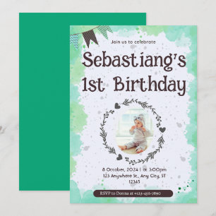 Cute 1st Birthday Invitation