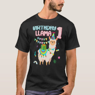 Cute 1st Birthday Llama 1 Years Old Themed Alpaca T-Shirt