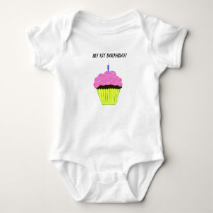 Cute 1st Birthday Pink Cupcake Infant T-Shirt Baby Bodysuit